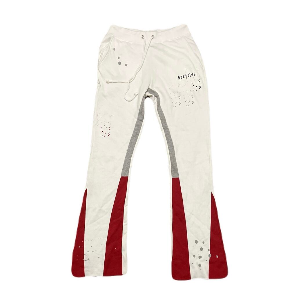 Doctrine Men’s White & Red Superstack Sweatpants Size Medium